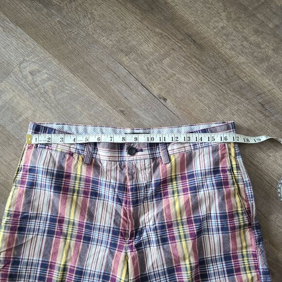 Banana Republic US Size 34 100% Cotton Plaid Multicolored Shorts 10" Inseam - Picture 12 of 12